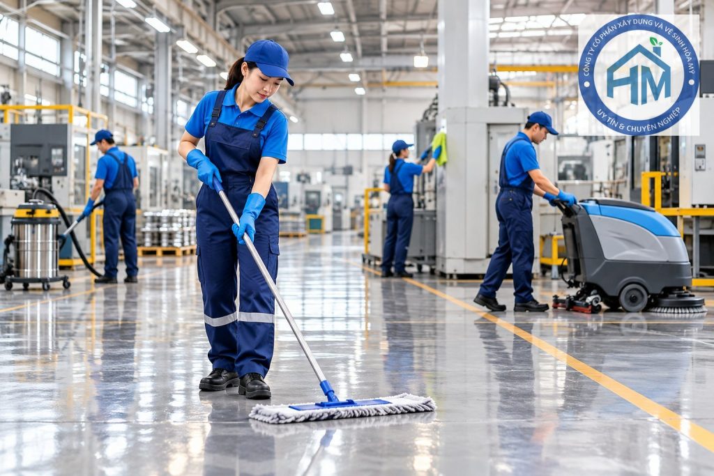 Cách tính nhân viên vệ sinh cho nhà xưởng